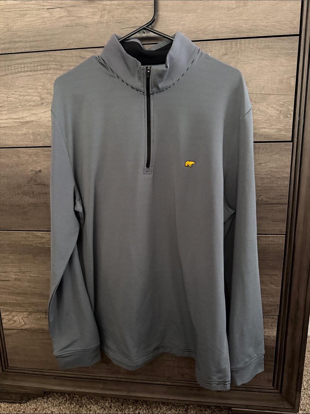 Men's Gray Quarter-Zip Performance Pullover with Yellow Bear Logo